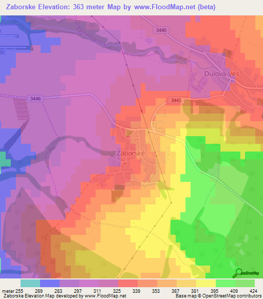 Zaborske,Slovakia Elevation Map