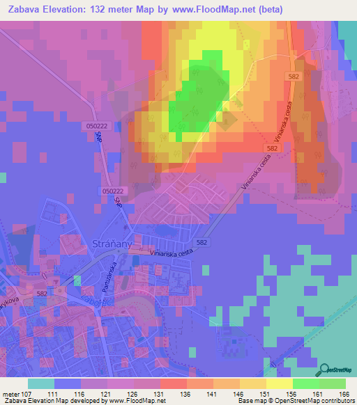 Zabava,Slovakia Elevation Map