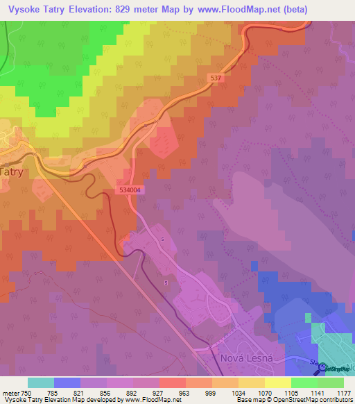 Vysoke Tatry,Slovakia Elevation Map
