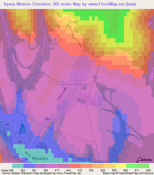 Vysny Medzev,Slovakia Elevation Map