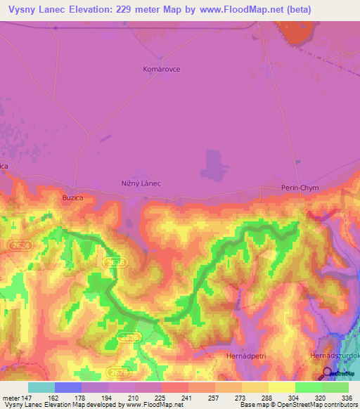 Vysny Lanec,Slovakia Elevation Map