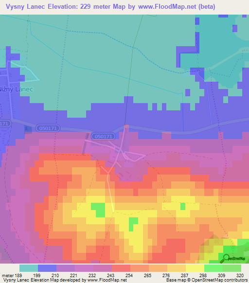 Vysny Lanec,Slovakia Elevation Map
