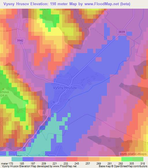 Vysny Hrusov,Slovakia Elevation Map