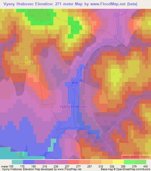 Vysny Hrabovec,Slovakia Elevation Map