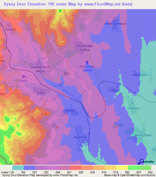 Vysny Dvor,Slovakia Elevation Map