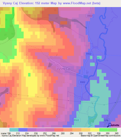 Vysny Caj,Slovakia Elevation Map
