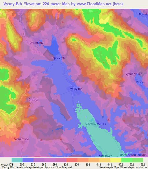 Vysny Blh,Slovakia Elevation Map
