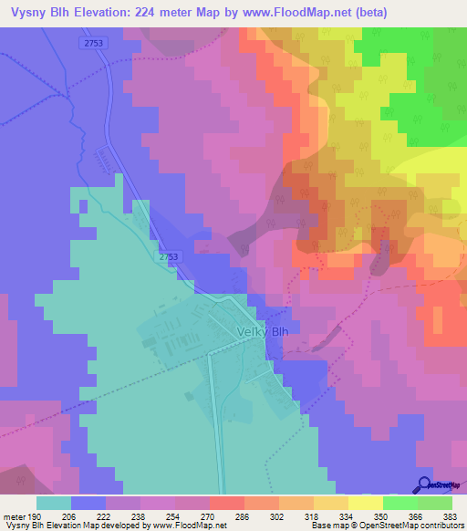 Vysny Blh,Slovakia Elevation Map