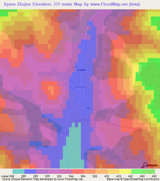 Vysne Zbojne,Slovakia Elevation Map