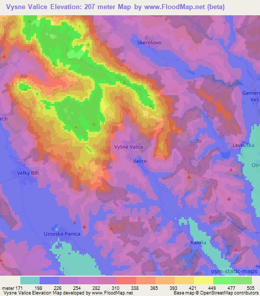 Vysne Valice,Slovakia Elevation Map