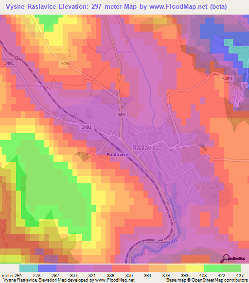Vysne Raslavice,Slovakia Elevation Map
