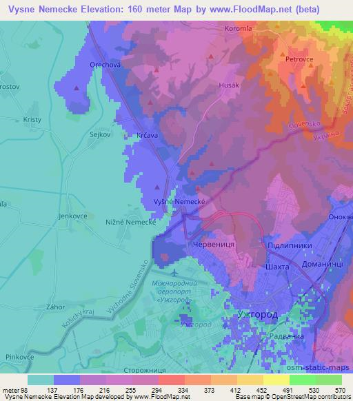 Vysne Nemecke,Slovakia Elevation Map