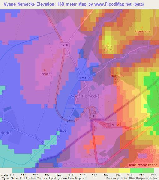 Vysne Nemecke,Slovakia Elevation Map