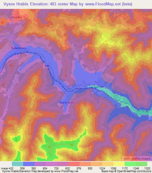 Vysne Hrable,Slovakia Elevation Map