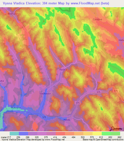 Vysna Vladica,Slovakia Elevation Map