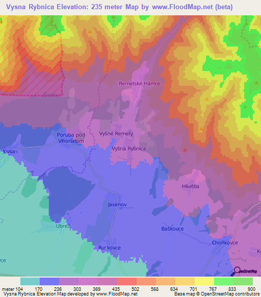 Vysna Rybnica,Slovakia Elevation Map