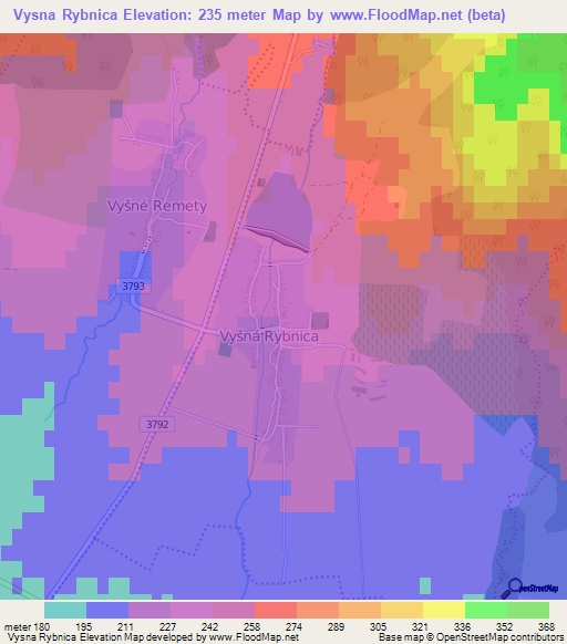 Vysna Rybnica,Slovakia Elevation Map