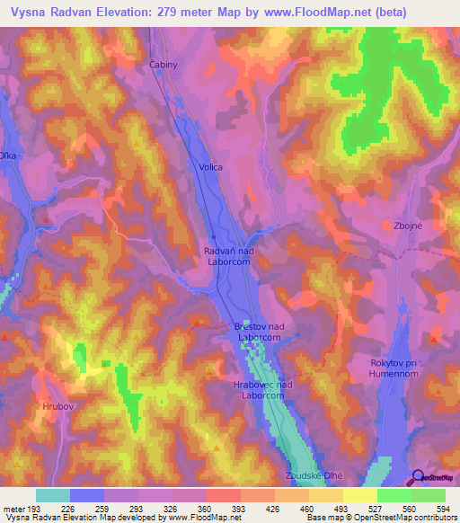 Vysna Radvan,Slovakia Elevation Map