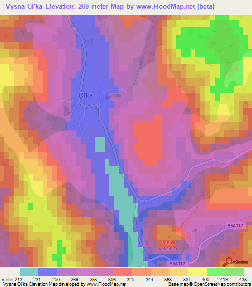 Vysna Ol'ka,Slovakia Elevation Map