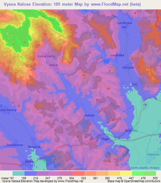 Vysna Kalosa,Slovakia Elevation Map