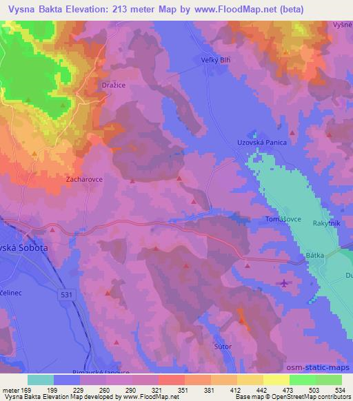 Vysna Bakta,Slovakia Elevation Map