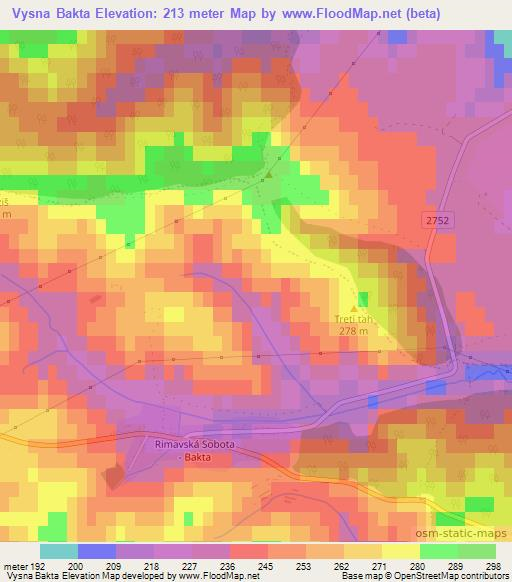 Vysna Bakta,Slovakia Elevation Map