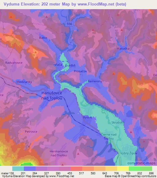 Vyduma,Slovakia Elevation Map