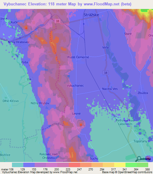 Vybuchanec,Slovakia Elevation Map
