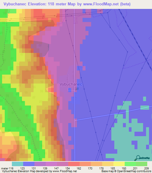Vybuchanec,Slovakia Elevation Map