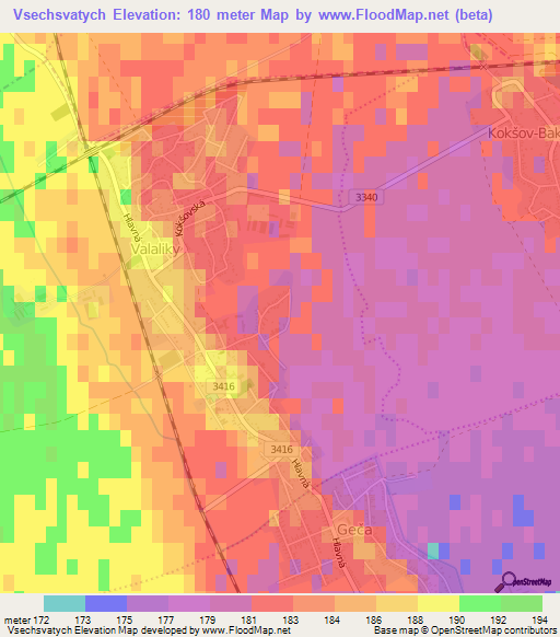 Vsechsvatych,Slovakia Elevation Map