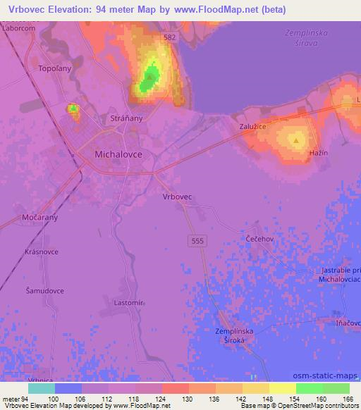 Vrbovec,Slovakia Elevation Map