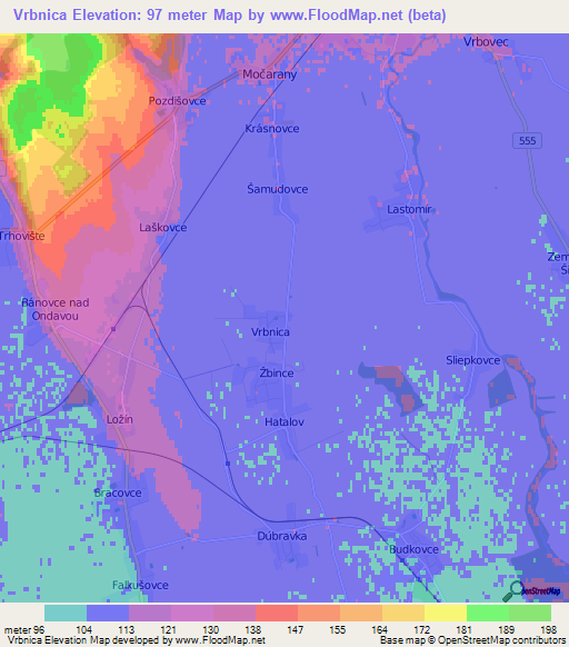 Vrbnica,Slovakia Elevation Map
