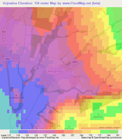Vojnatina,Slovakia Elevation Map