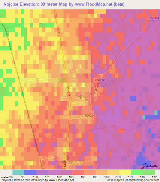 Vojcice,Slovakia Elevation Map