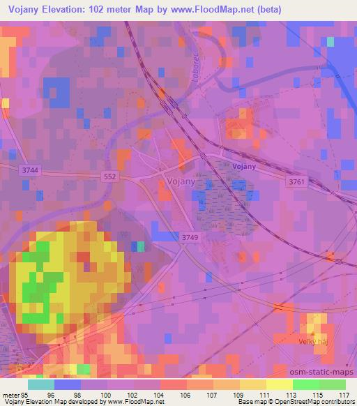 Vojany,Slovakia Elevation Map