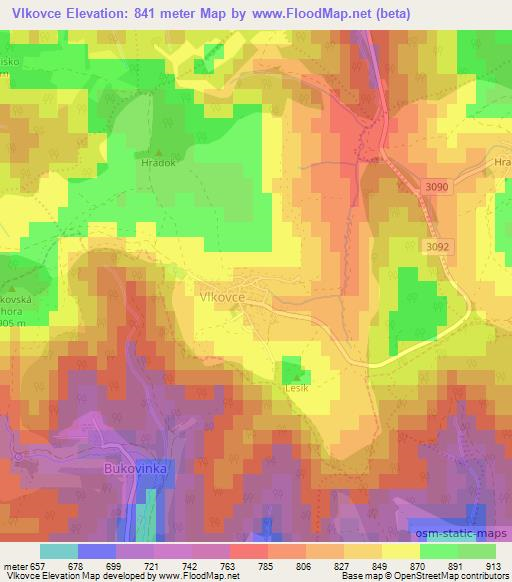 Vlkovce,Slovakia Elevation Map