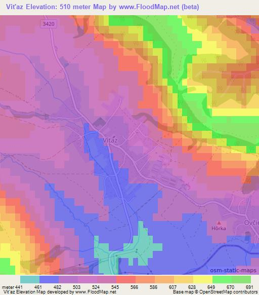 Vit'az,Slovakia Elevation Map