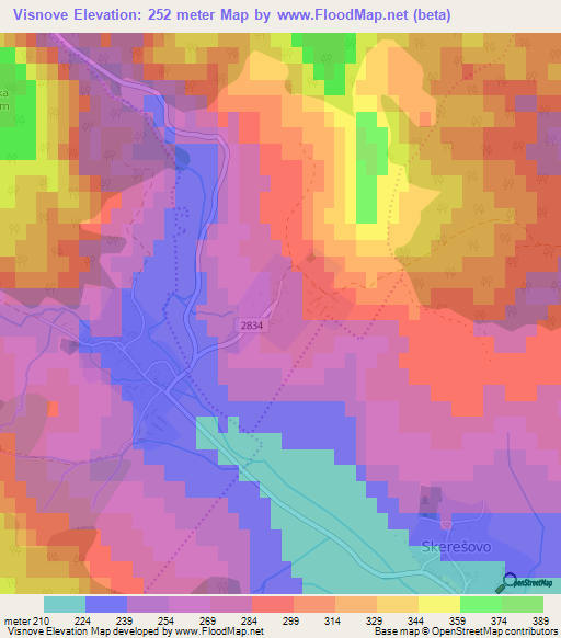 Visnove,Slovakia Elevation Map