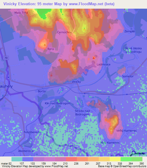 Vinicky,Slovakia Elevation Map
