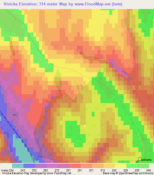 Vinicka,Slovakia Elevation Map