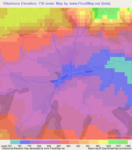 Vikartovce,Slovakia Elevation Map