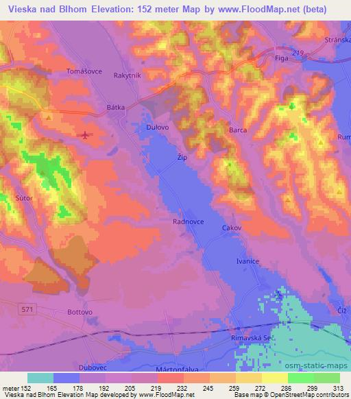 Vieska nad Blhom,Slovakia Elevation Map