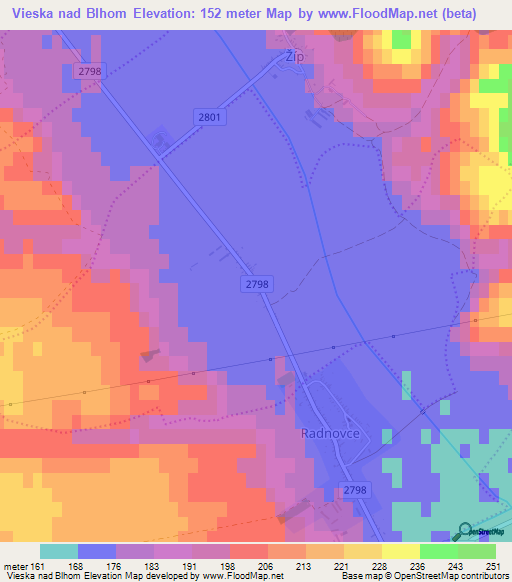 Vieska nad Blhom,Slovakia Elevation Map