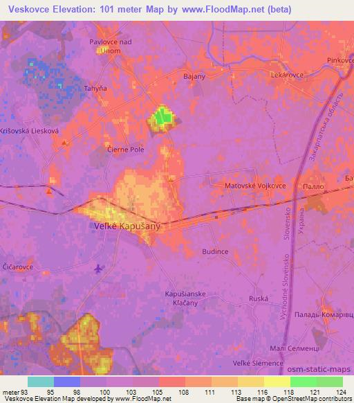 Veskovce,Slovakia Elevation Map