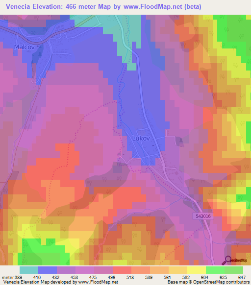 Venecia,Slovakia Elevation Map