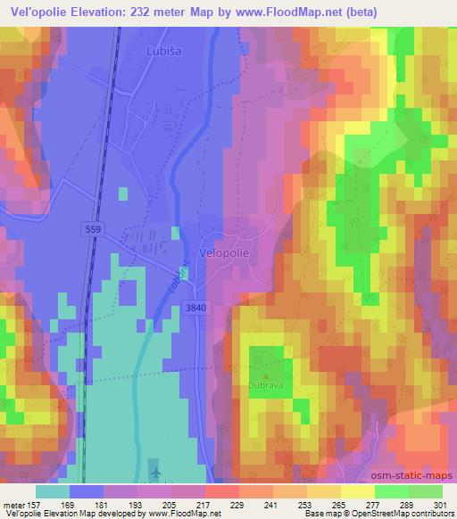 Vel'opolie,Slovakia Elevation Map