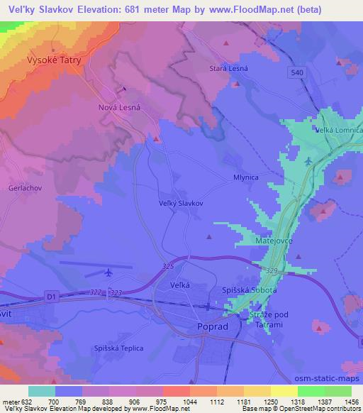Vel'ky Slavkov,Slovakia Elevation Map