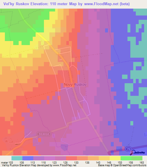 Vel'ky Ruskov,Slovakia Elevation Map