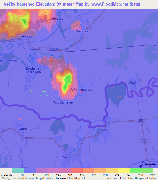 Vel'ky Kamenec,Slovakia Elevation Map