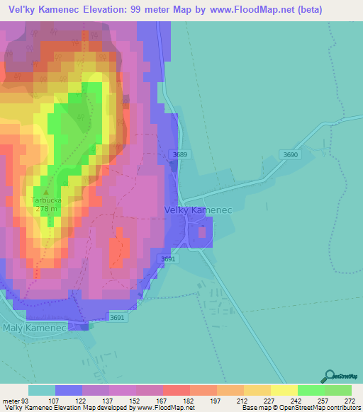 Vel'ky Kamenec,Slovakia Elevation Map